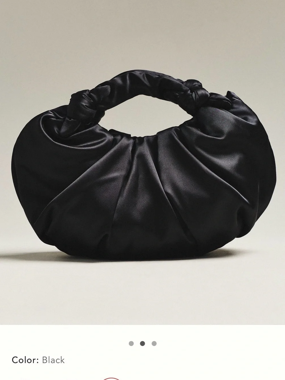 NWT new Anthropologie slouchy satin knotted bag Black teensy imperfection